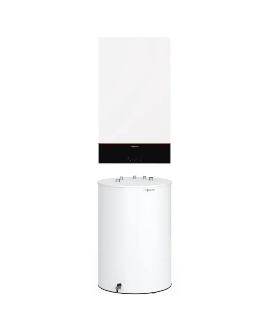 Pachet centrala termica Viessmann Vitodens 100-W S1 25kW cu boiler Viessmann 120 litri + CADOU 12 Luni Extragarantie