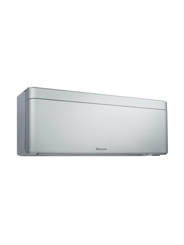 Aparat de aer conditionat Daikin Stylish 12000 BTU Silver FTXA35CS-RXA35A, SEER 8.73, SCOP 5.15, efect Coanda, detectare prezenta pe 2 zone, flux aer 3D, Flash Streamer, filtre dezodorizare si ioni de argint.