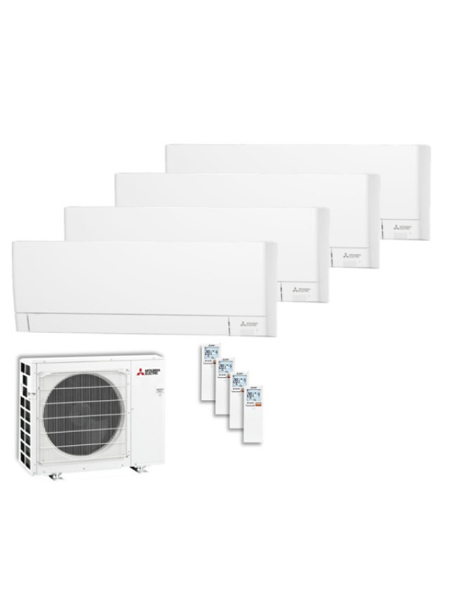 Aparat de aer conditionat multisplit Mitsubishi Electric Kirigamine Linea PLUS cu patru unitati interne, trei 9000 BTU si una de 12000 BTU, MXZ-4F72VF3-3*MSZ-AY25VGKP +MSZ-AY35VGKP, garantie 60 luni , Plasma Quad Plus