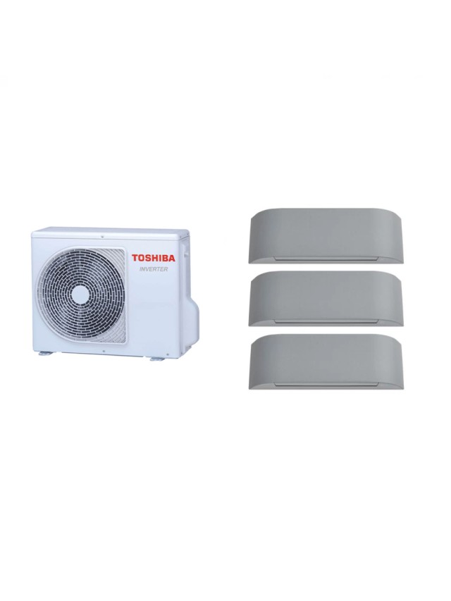 Aparat de aer condiționat multisplit TOSHIBA cu TREI unități interne HAORI 12000 BTU fețe standard GRAY, wifi integrat, garanție 60 luni, funcționare pe încălzire până la -20°C