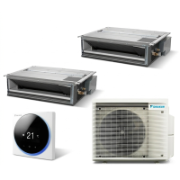 Aparat de aer conditionat multisplit Daikin Duct cu doua unitati interne de 9000 BTU, 2xFDXM25A-2MXM50A, 5 ANI GARANTIE, Telecomanda MADOKA inclusa