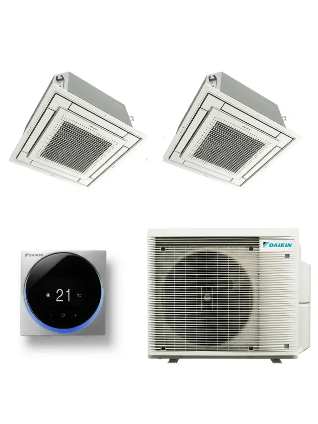 Aparat de aer conditionat dublu-split DAIKIN cu doua unitati interne tip caseta de tavan 9000 BTU 2MXM50A-2x FFA25A - garantie 60 luni, telecomenzi MADOKA incluse