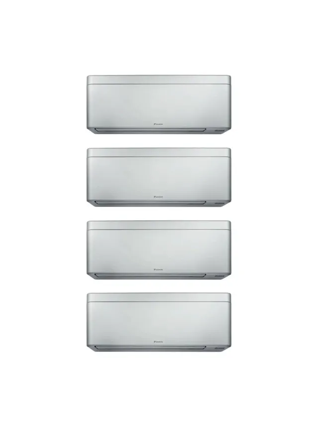 Aparat de aer conditionat multisplit Daikin Stylish cu patru unitati interne, trei de 5000 BTU si una de 9000 BTU Argintii, 3xCTXA15CS-FTXA25CS-4MXM68A, 5 ANI GARANTIE, efect Coanda, senzor de prezenta, Flash Streamer, filtre ioni de argint