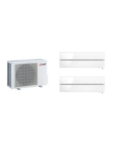 Aparat de aer condiționat multisplit Mitsubishi Electric cu două unități interne Kirigamine Deluxe Solid White 12000 BTU, garanție 60 luni