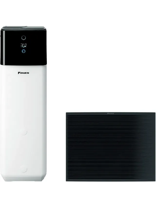 Pompa de caldura Daikin Altherma 10 kW 3 H MT ECH2O bivalenta (conectare panouri solare) pentru incalzire si apa calda menajera ETSHB12P30E-EPRA10EV3, cu rezervor de 300L, garanție 84 luni