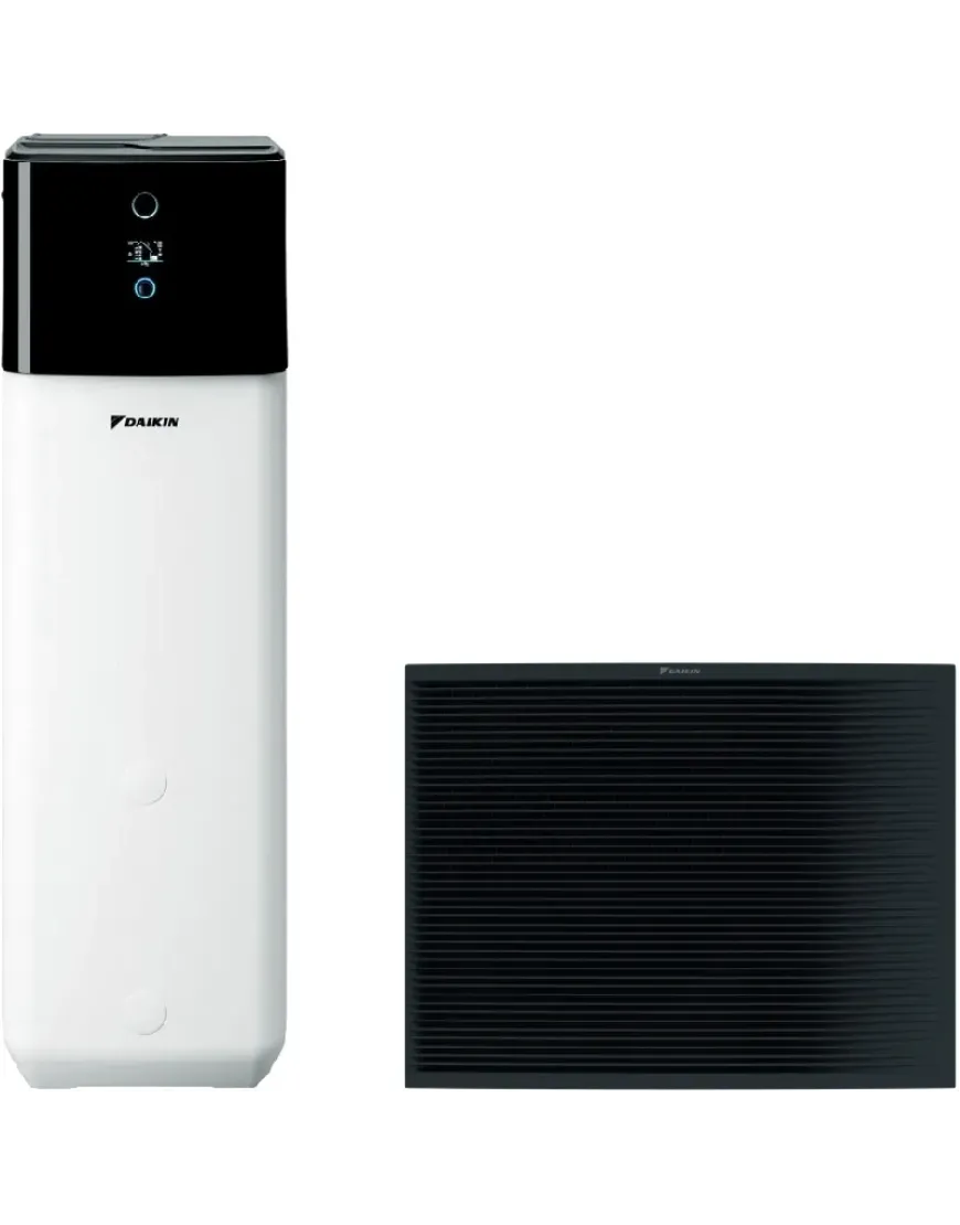 Pompa de caldura Daikin Altherma 10 kW 3 H MT ECH2O bivalenta (conectare panouri solare) pentru incalzire si apa calda menajera ETSHB12P30E-EPRA10EW1, cu rezervor 300 litri, trifazica, garanție 84 luni