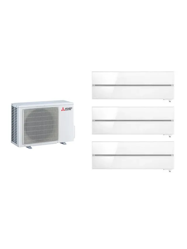 Aparat de aer conditionat multisplit Mitsubishi Electric Kirigamine Deluxe cu trei unitati interne 12000 BTU Solid White, MXZ-4F80VF-3xMSZ-LN35VGW, garantie 60 luni, Senzorul 3D i-see, Plasma Quad Plus