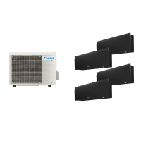 Aparat de aer conditionat multisplit Daikin EMURA cu patru unitati interne negre, trei 7000 BTU si una de 12000 BTU, 3xFTXJ20AB + FTXJ35AB + 5MXM90A, 5 ANI Garantie, Flash Streamer si Ioni de Argint, Efect Coanda si Senzor de prezenta