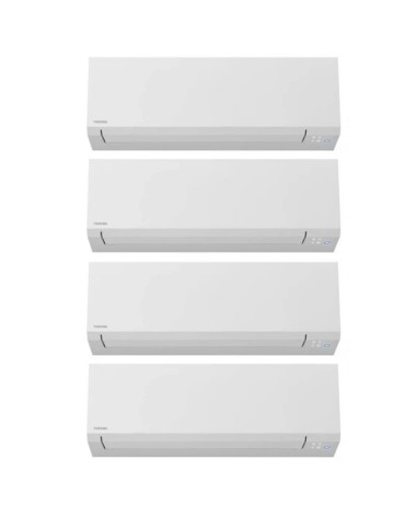 Aparat de aer condiționat multisplit TOSHIBA cu patru unități interne EDGE ALB, trei 9000 BTU și una de 18000 BTU, wifi integrat, garanție 60 luni, funcționare pe încălzire până la -20°C