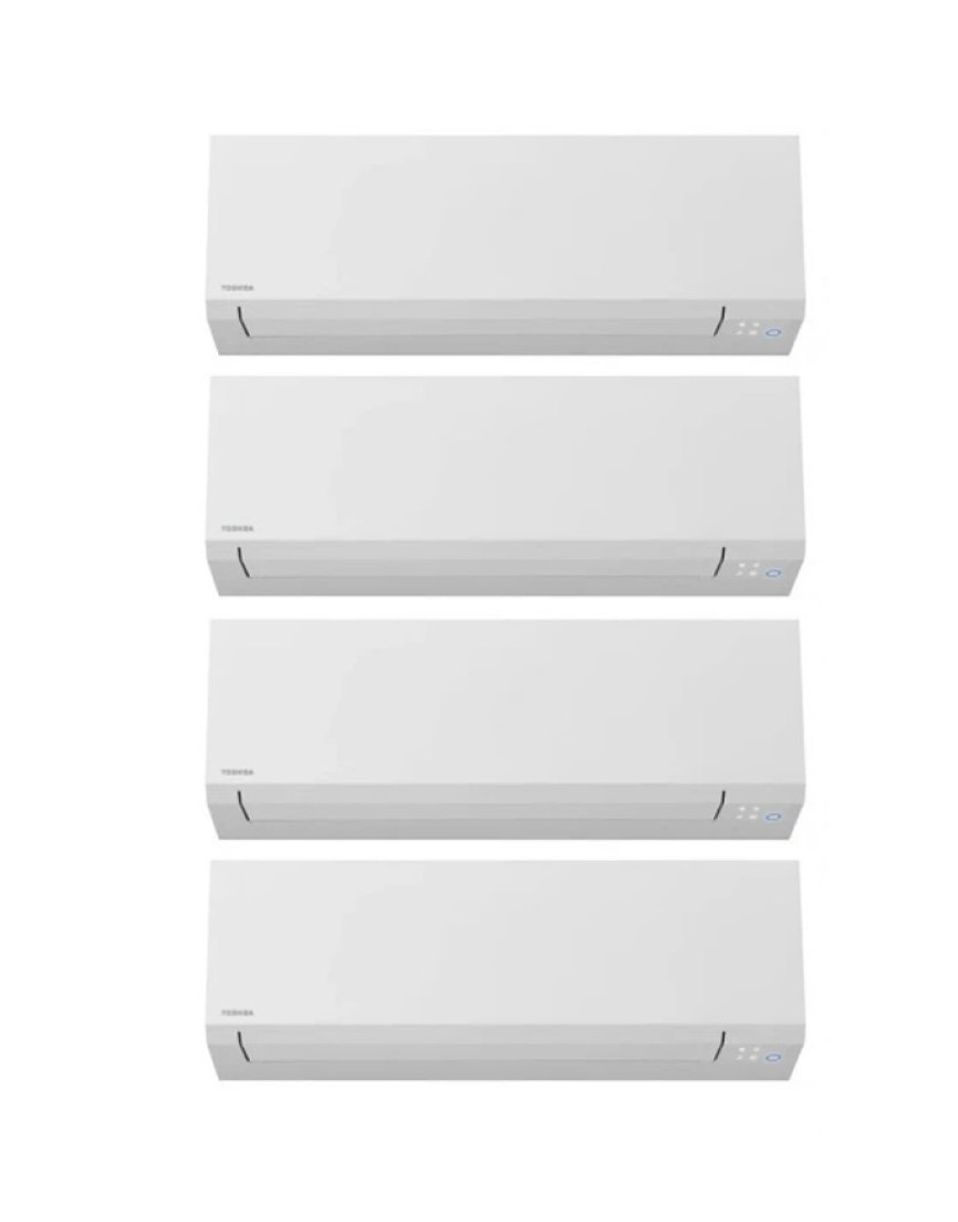 Aparat de aer condiționat multisplit TOSHIBA cu patru unități interne EDGE ALB, trei 9000 BTU și una de 18000 BTU, wifi integrat, garanție 60 luni, funcționare pe încălzire până la -20°C