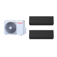 Aparat de aer conditionat multisplit TOSHIBA cu doua unitati interne EDGE Black 12000 BTU, 2*RAS-B13G3KVSGB-E + RAS-2M18G3AVG-E - garantie 60 luni, wifi integrat, functionare pe incalzire pana la -20C