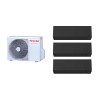 Aparat de aer condiționat multisplit TOSHIBA cu TREI unități interne EDGE Black 9000 BTU, 3*RAS-B10G3KVSGB-E + RAS-3M26G3AVG-E, wifi integrat, garanție 60 luni, funcționare pe încălzire până la -20°C