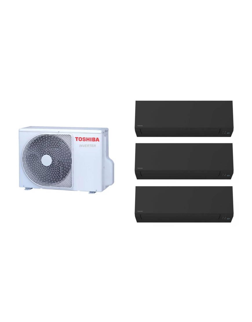 Aparat de aer condiționat multisplit TOSHIBA cu două unități interne EDGE Black 9000 și una de 12000 BTU, wifi integrat, garanție 60 luni, funcționare pe încălzire până la -20°C