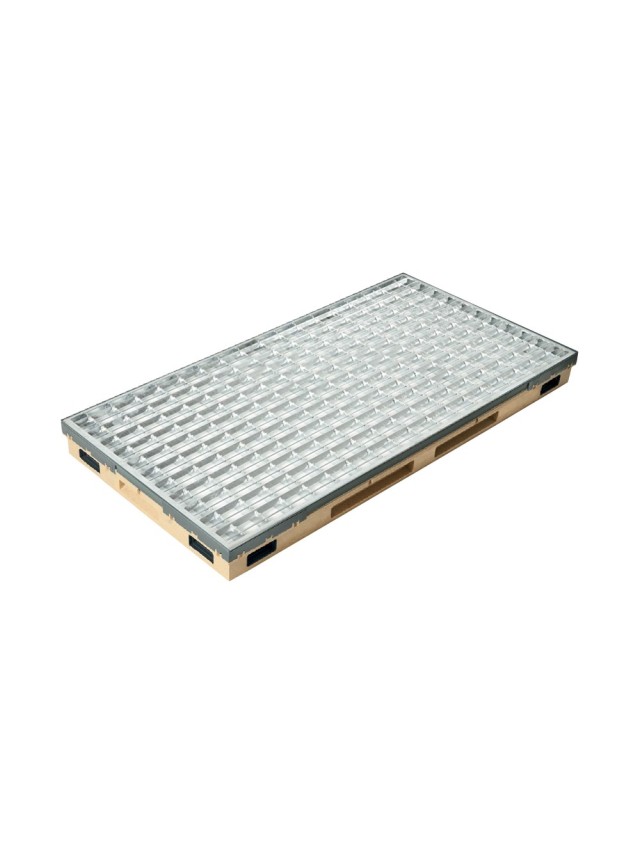 Ștergător de picioare încastrabil ACO Vario 2.0 Hybrid, cu tavă din beton cu polimeri și grătar rețea V, 1000x500x80mm