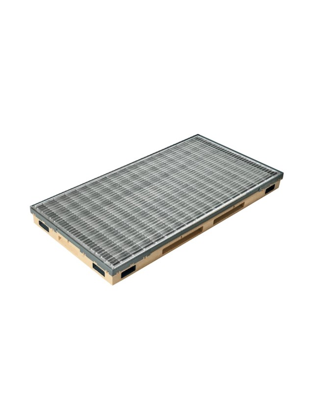 Ștergător de picioare încastrabil ACO Vario 2.0 Hybrid, cu tavă din beton cu polimeri și grătar rețea ochiuri 30/10, 1000x500x80mm