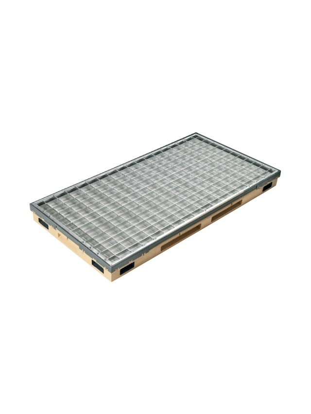 Ștergător de picioare încastrabil ACO Vario 2.0 Hybrid, cu tavă din beton cu polimeri și grătar retea ochiuri 30/30, 1000x500x80mm