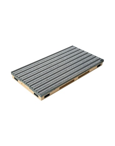 Ștergător de picioare încastrabil ACO Vario 2.0 Hybrid, cu tavă din beton cu polimeri și grătar benzi textile si cauciucate, 1000x500x80mm