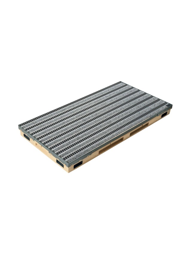 Ștergător de picioare încastrabil ACO Vario 2.0 Hybrid, cu tavă din beton cu polimeri și grătar benzi textile si cauciucate, 1000x500x80mm
