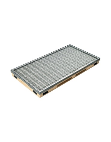 Ștergător de picioare încastrabil ACO Vario 2.0 Hybrid, cu tavă din beton cu polimeri și grătar retea ochiuri 30/30, 750x500x80mm