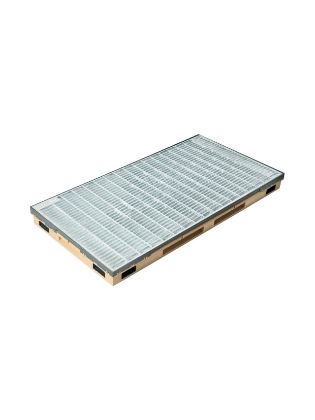 Ștergător de picioare încastrabil ACO Vario 2.0 Hybrid, cu tavă din beton cu polimeri și grătar rețea ochiuri 30/10, B125, 600x400x80mm