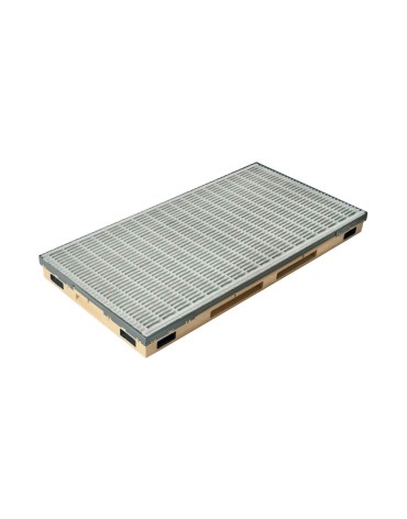 Ștergător de picioare încastrabil ACO Vario 2.0 Hybrid, cu tavă din beton cu polimeri și grătar profilat longitudinal, 600x400x80mm