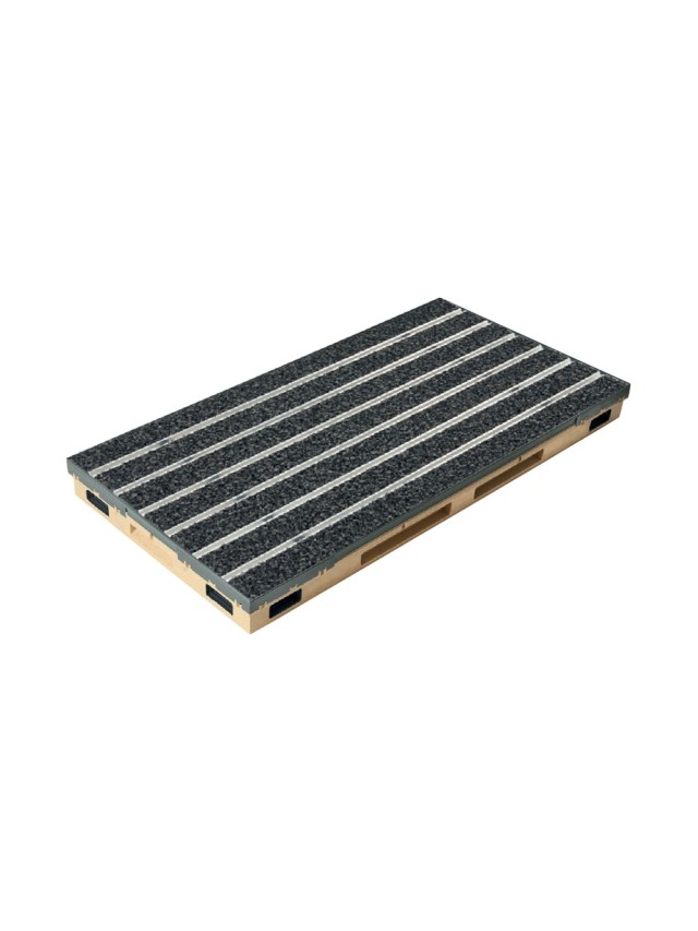 Ștergător de picioare încastrabil ACO Vario 2.0 Hybrid, cu tavă din beton cu polimeri și grătar insertie textila pentru exterior, antracit, 600x400x80mm
