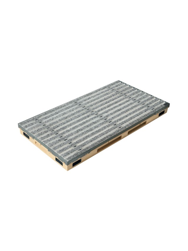 Ștergător de picioare încastrabil ACO Vario 2.0 Hybrid, cu tavă din beton cu polimeri și grătar insertie textila, gri, 600x400x80mm