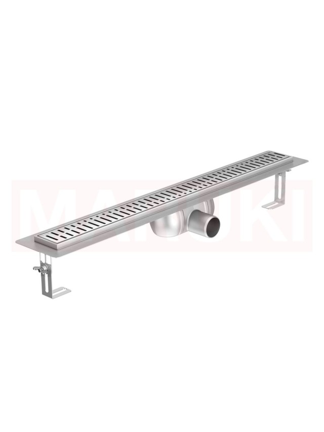 Rigola de dus din inox ACO ShowerDrain C  cu flansa orizontala, gratar Wave, lungime 985mm, h=92mm