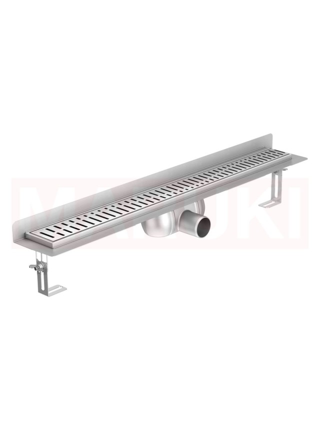 Rigola de dus din inox ACO ShowerDrain C  cu flansa perete, gratar Wave, lungime 785mm, h=92mm