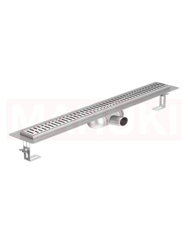 Rigola de dus din inox ACO ShowerDrain C  cu flansa orizontala, gratar Wave, lungime 1085mm, h=69mm