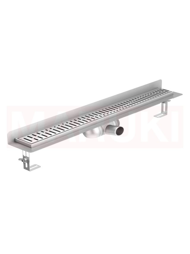 Rigola de dus din inox ACO ShowerDrain C  cu flansa perete, gratar Wave, lungime 1085mm, h=69mm