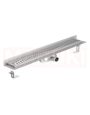 Rigola de dus din inox ACO ShowerDrain C  cu flansa perete, gratar Wave, lungime 1185mm, h=69mm