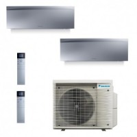Aparat de aer conditionat dublu-split Daikin Emura Argintiu, 7000 BTU + 7000 BTU, FTXJ20AS + FTXJ20AS + 2MXM40A, 5 ani Garantie, Flash Streamer, Ioni de Argint, Efect Coanda si Senzor de prezenta