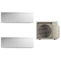 Aparat de aer conditionat dublu-split Daikin Emura Alb, 7000 BTU + 7000 BTU, FTXJ20AW + FTXJ20AW + 2MXM40A, 5 ani Garantie, Flash Streamer, Ioni de Argint, Efect Coanda si Senzor de prezenta