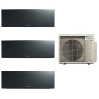 Aparat de aer conditionat triplu-split Daikin Emura Negru, 12000 BTU + 2*7000 BTU, FTXJ35AB + 2*FTXJ20AB + 3MXM68A, 5 ani Garantie, Flash Streamer, Ioni de Argint, Efect Coanda si Senzor de prezenta