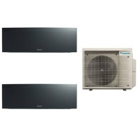 Aparat de aer conditionat dublu-split Daikin Emura Negru, 7000 BTU + 7000 BTU, FTXJ20AB + FTXJ20AB + 2MXM40A, 5 ani Garantie, Flash Streamer, Ioni de Argint, Efect Coanda si Senzor de prezenta