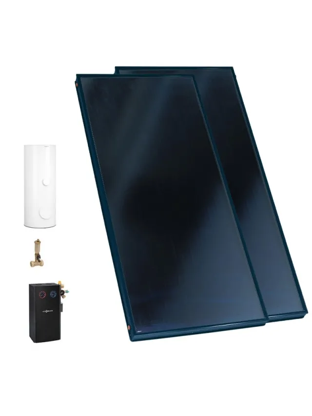 Pachet panouri solare plane Vitosol 200-FM cu boiler Vitocell bivalent de 300 litri, cu sistem de automatizare Vitosolic 100