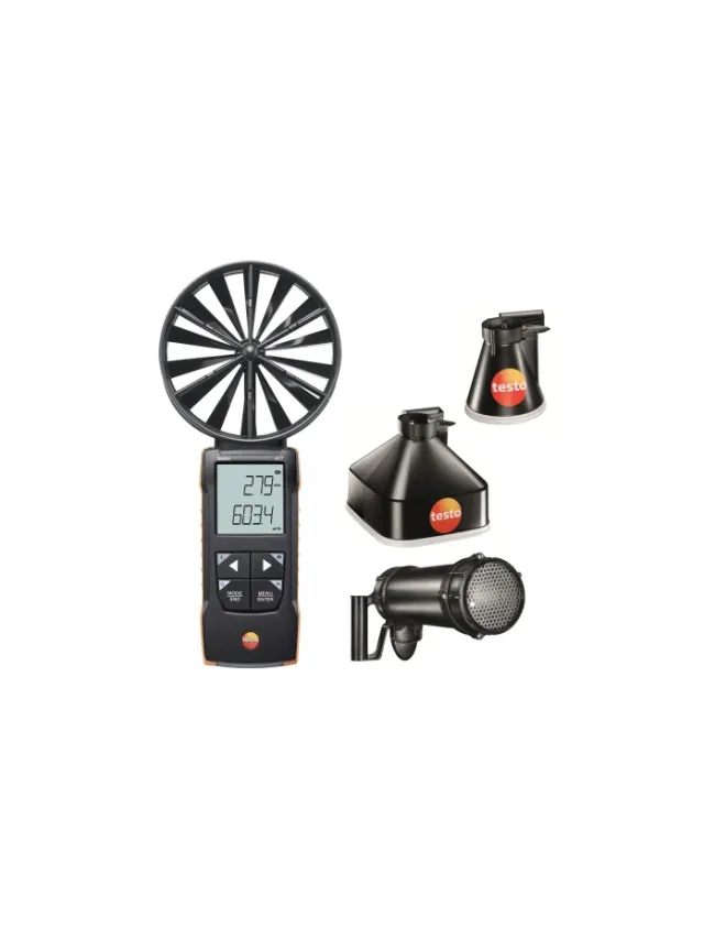 Testo 417 set 2 - Anemometru cu elice, pâlnii de măsurare si dispozitiv de uniformizare