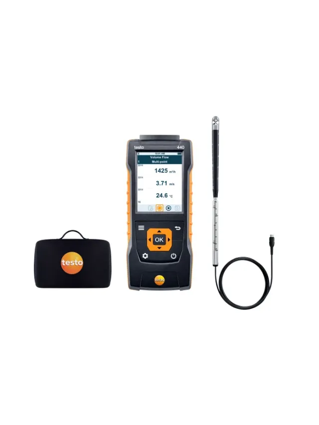 Testo 440 - Set cu sondă pentru viteza aerului cu elice de 16 mm