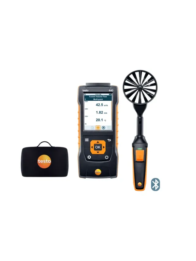 Testo 440 - Set cu sondă pentru viteza aerului cu elice de 100 mm cu BT