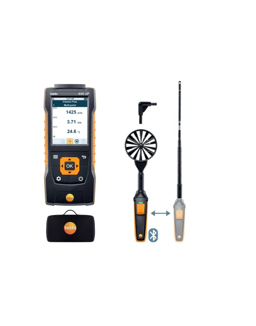 Testo 440 delta P - Set 1 pentru viteza aerului cu Bluetooth