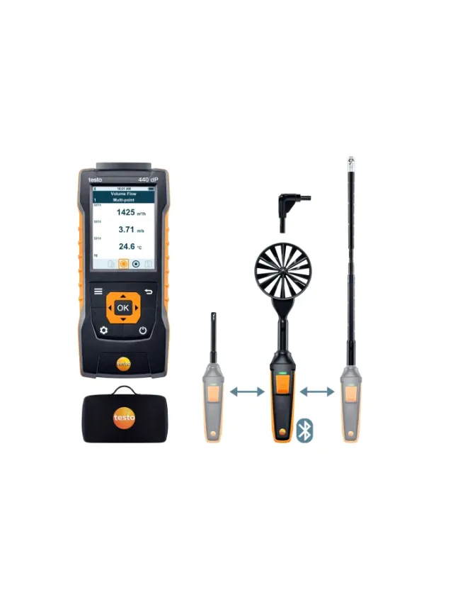 Testo 440 delta P - Set 2 pentru viteza aerului cu Bluetooth