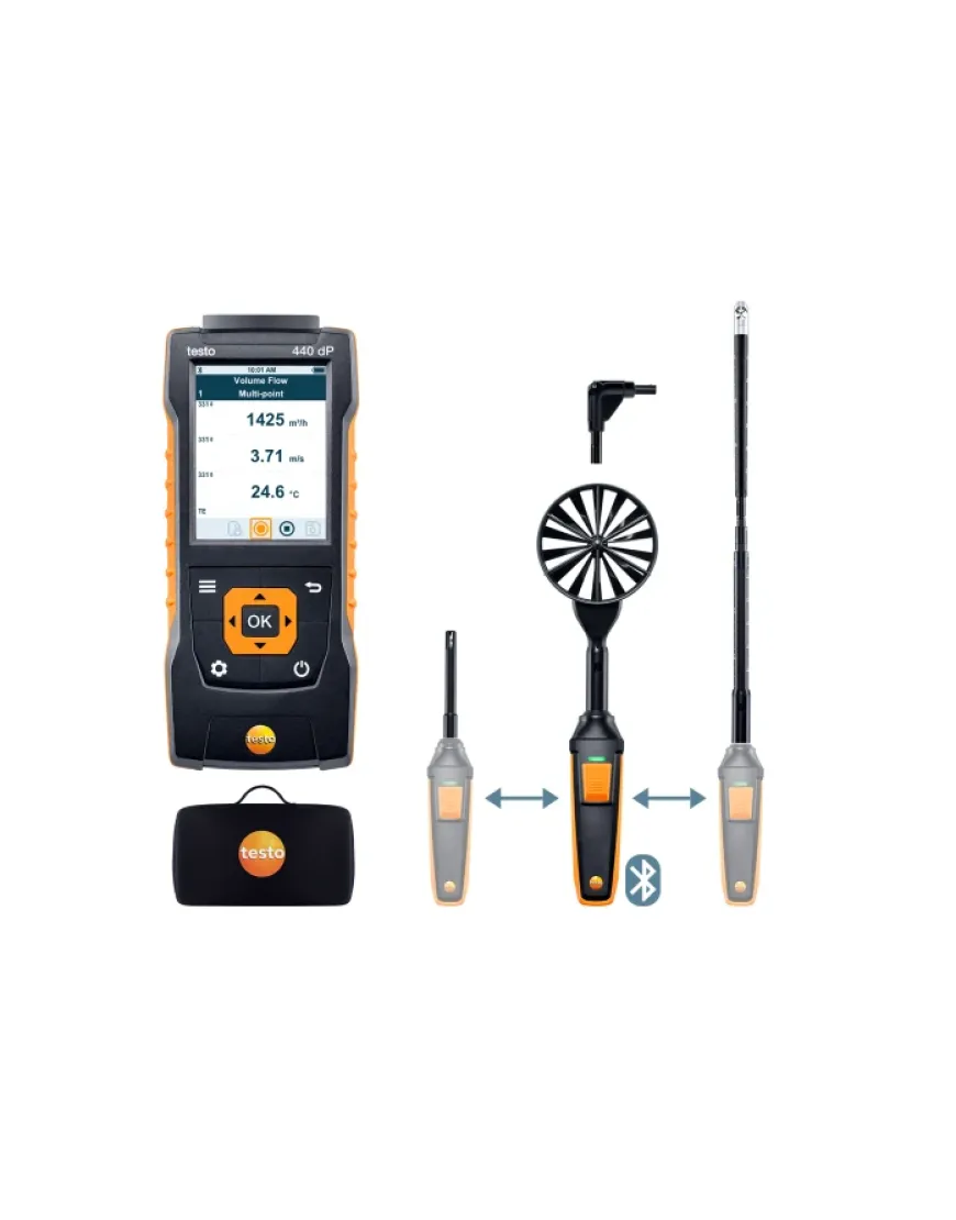 Testo 440 delta P - Set 2 pentru viteza aerului cu Bluetooth