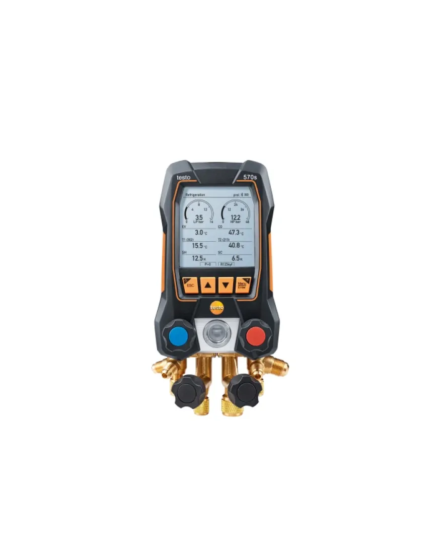 Testo 570s - Manifold digital cu 4 valve, Bluetooth și analiză inteligentă a erorilor