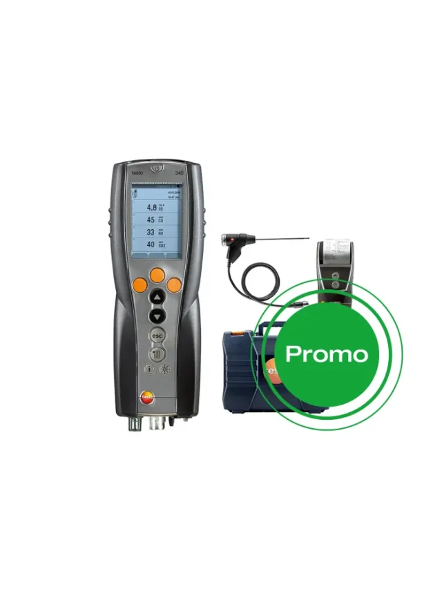 Set 2 testo 340 - Analizor de gaze de ardere cu 4 senzori și accesorii