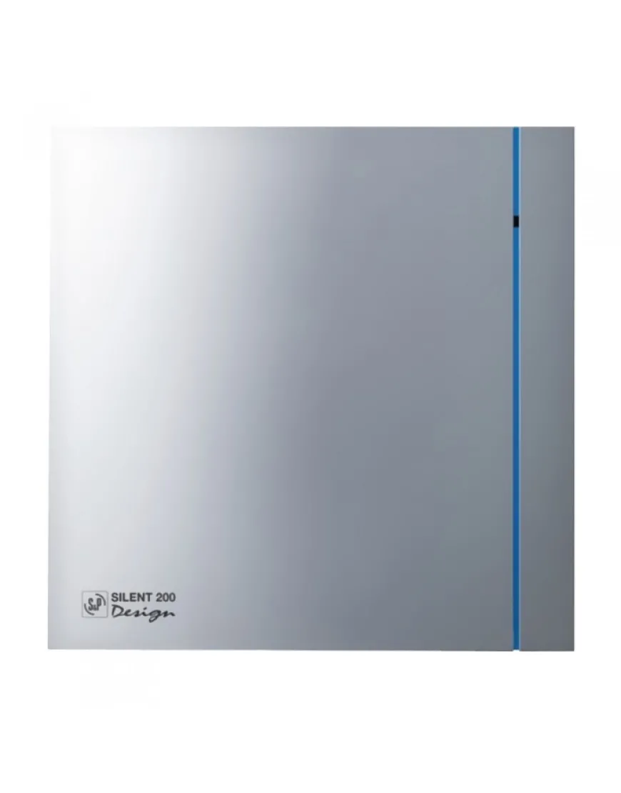 Ventilator de extractie pentru baie Soler & Palau Silent-200 CHZ Silver Design 3C, DN 120 mm, senzor de umiditate si timer, putere 16W, protectie IP45, debit 180 m³/h