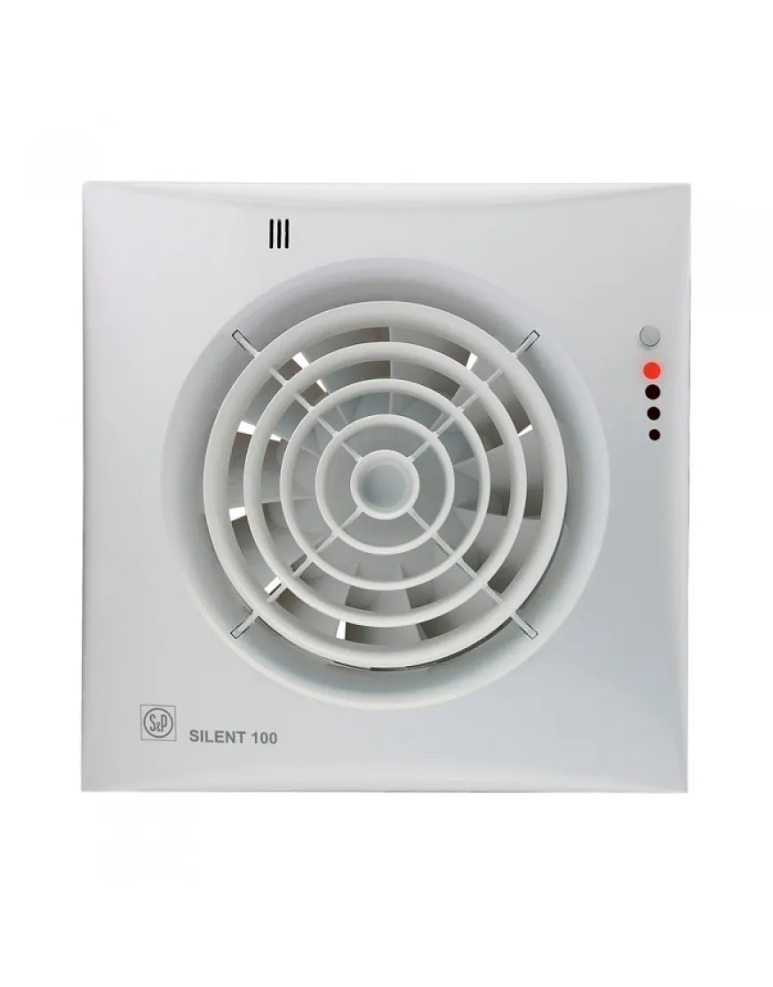 Ventilator de extractie pentru baie Soler & Palau Silent 100 CHZ Visual, DN 100 mm, senzor de umiditate si timer, putere 8W, protectie IP45, debit 95 m³/h