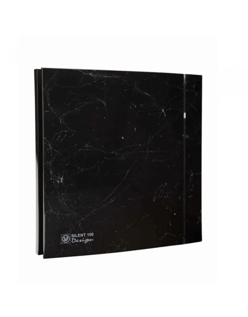 Ventilator de extractie pentru baie Soler & Palau Silent 100 CRZ Marble Black Design 4C, DN 100 mm, timer, putere 8W, protectie IP45, debit 95 m³/h