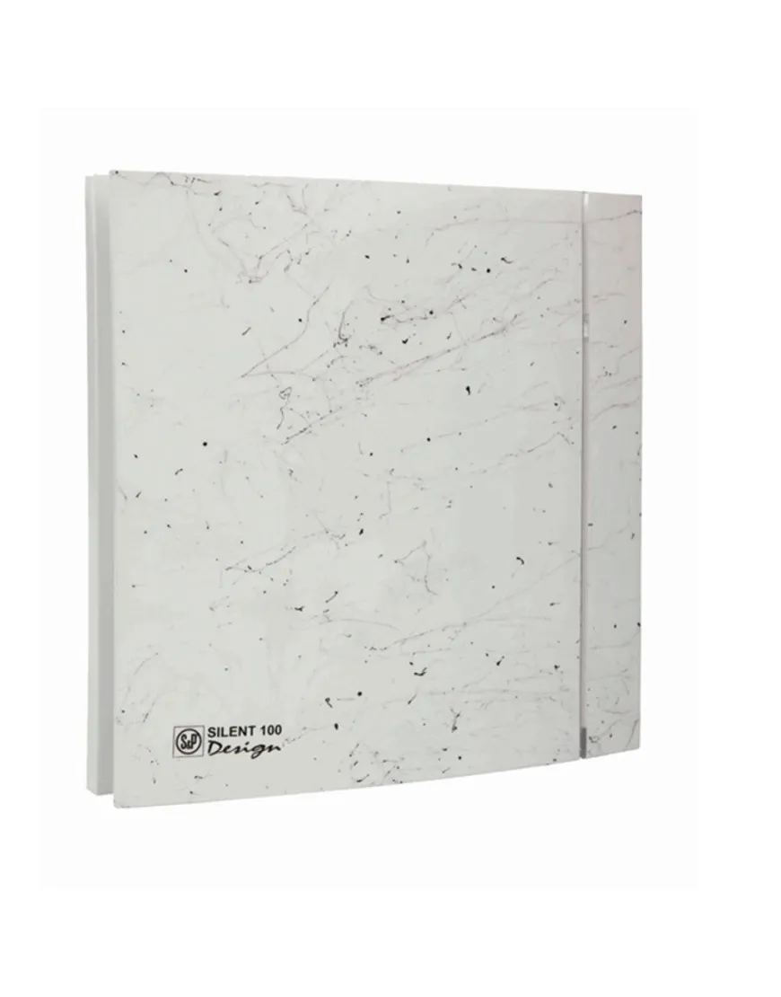 Ventilator de extractie pentru baie Soler & Palau Silent 100 CZ Marble White Design 4C, DN 100 mm, putere 8W, protectie IP45, debit 95 m³/h