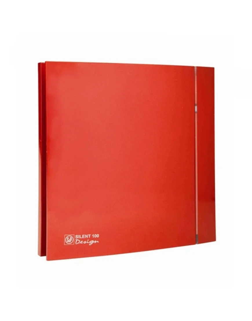 Ventilator de extractie pentru baie Soler & Palau Silent 100 CRZ Red Design 4C, DN 100 mm, timer, putere 8W, protectie IP45, debit 95 m³/h